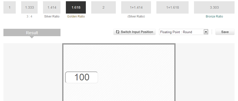 黄金比などをオンラインで簡単に算出できるツール - Metallic Ratio